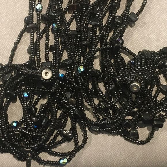 Vintage Black Onyx & Black Seed Bead Multi-Strand Necklace - Picture 9 of 15